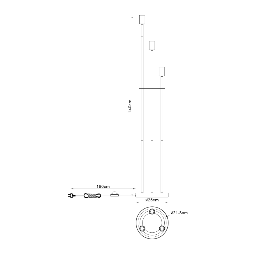 Globo 54008-3S - Állólámpa MARTHA 3xE27/60W/230V