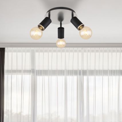 Globo - Spotlámpa 3xE27/60W/230V fekete fa kivitelben