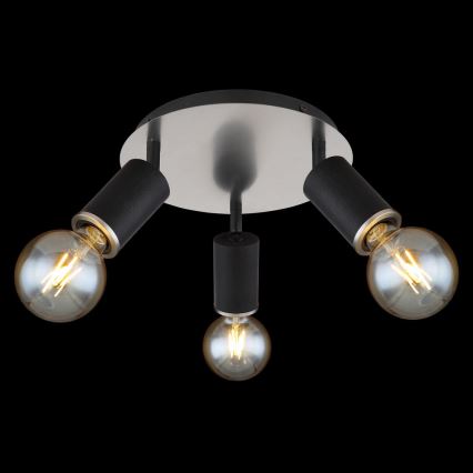 Globo - Spotlámpa 3xE27/60W/230V fekete fa kivitelben