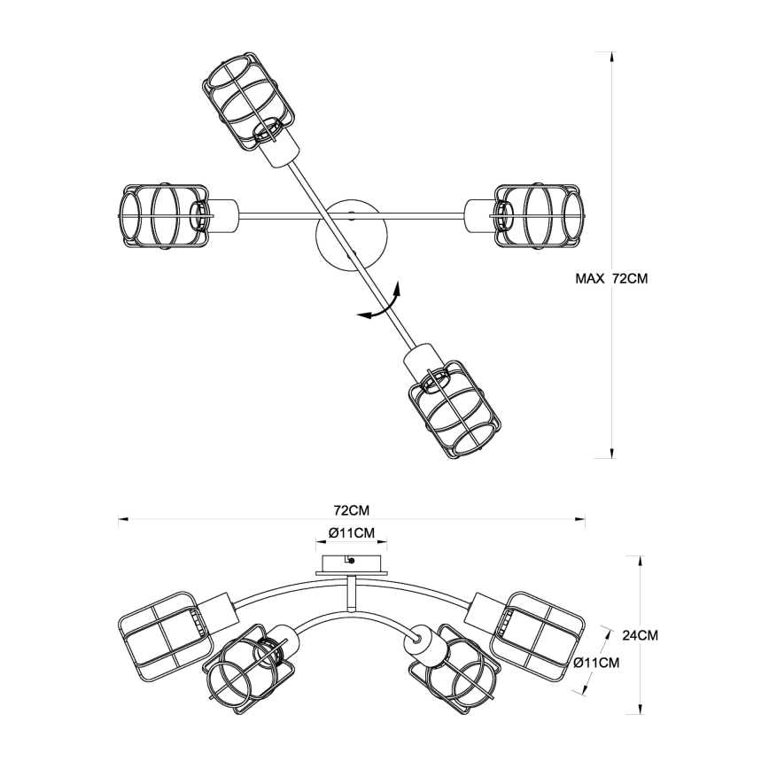 Globo - Mennyezeti, felületre szerelhető csillár 4xE27/40W/230V