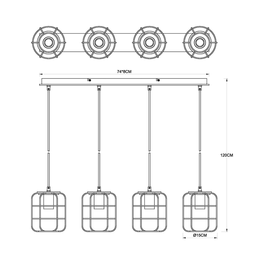 Globo - Kábeles csillár 4xE27/40W/230V