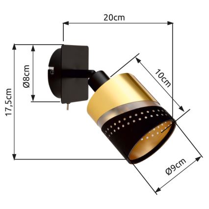 Globo - Fali spotlámpa 1xE14/25W/230V fekete/arany