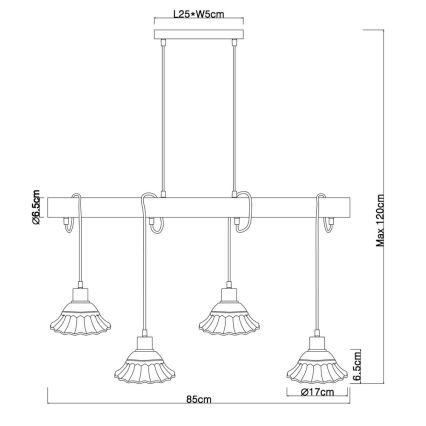 Globo - Csillár zsinóron 4xE27/40W/230V
