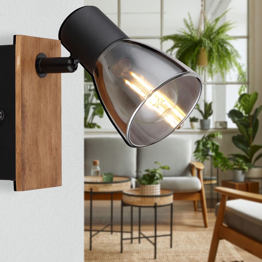 Globo - Fali spotlámpa 1xE14/40W/230V fekete/fa