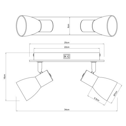 Globo - Fali spotlámpa 2xE14/40W/230V fekete