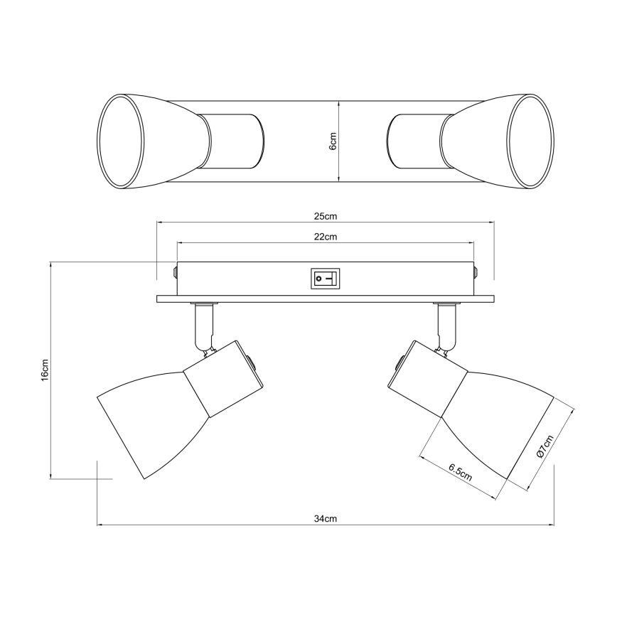 Globo - Fali spotlámpa 2xE14/40W/230V fekete/fa