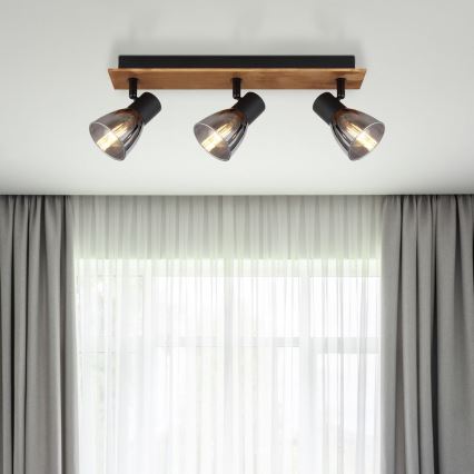 Globo - Spotlámpa 3xE14/40W/230V fekete/fa