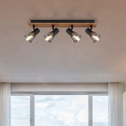 Globo - Spotlámpa 4xE14/40W/230V fekete/fa