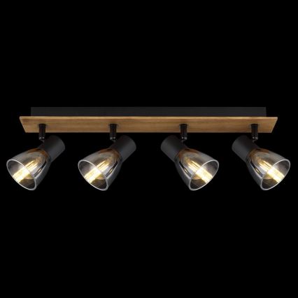 Globo - Spotlámpa 4xE14/40W/230V fekete/fa
