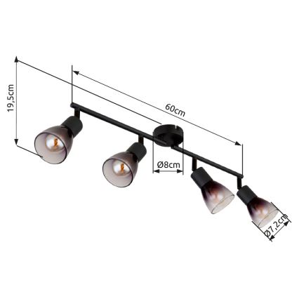 Globo - Spotlámpa 4xE14/25W/230V fekete