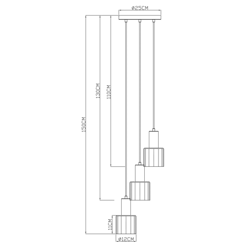 Globo - Kábelre függesztett lámpa 3xE27/40W/230V