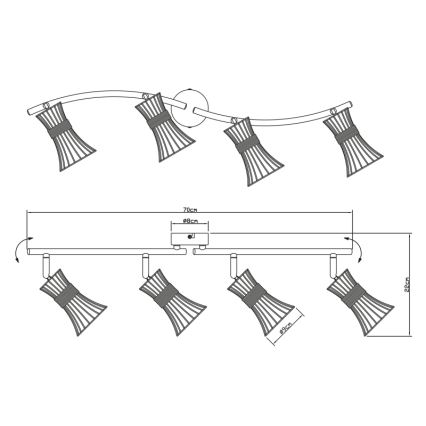 Globo 54814-4 - Spotlámpa PURRA 4xE14/40W/230V