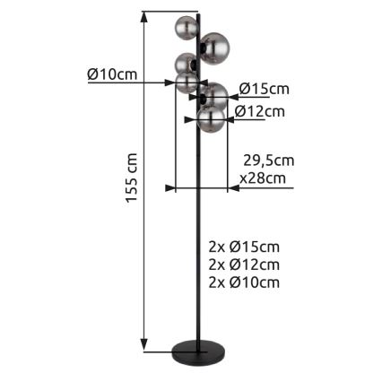 Globo - LED Állólámpa 6xG9/3,5W/230V füstös/fekete