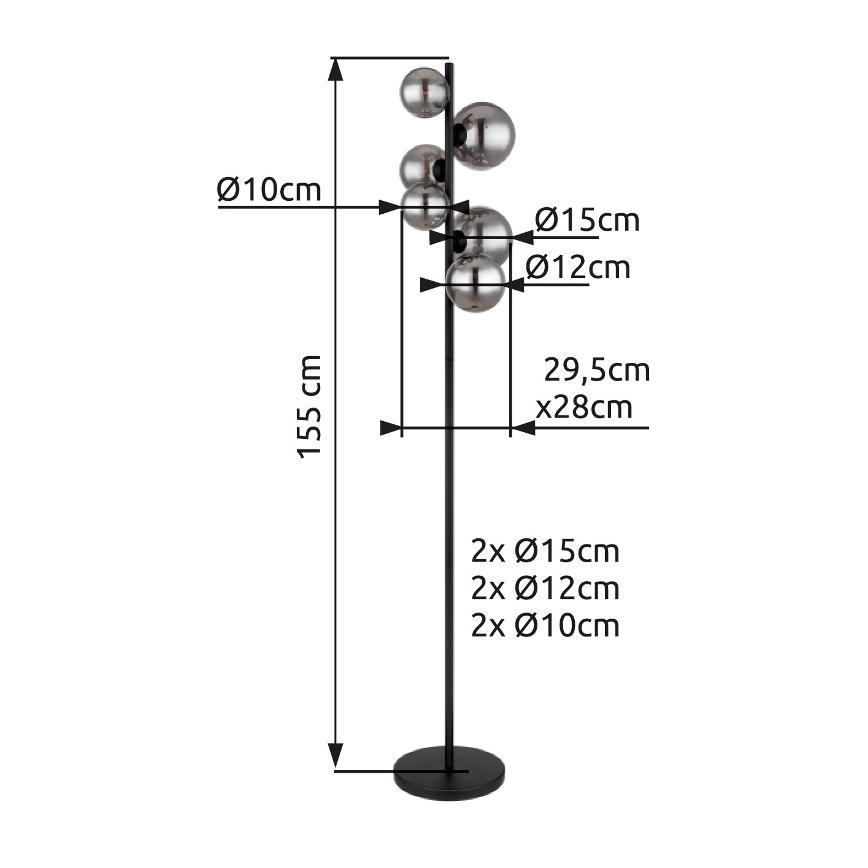 Globo - LED Állólámpa 6xG9/3,5W/230V füstös/fekete