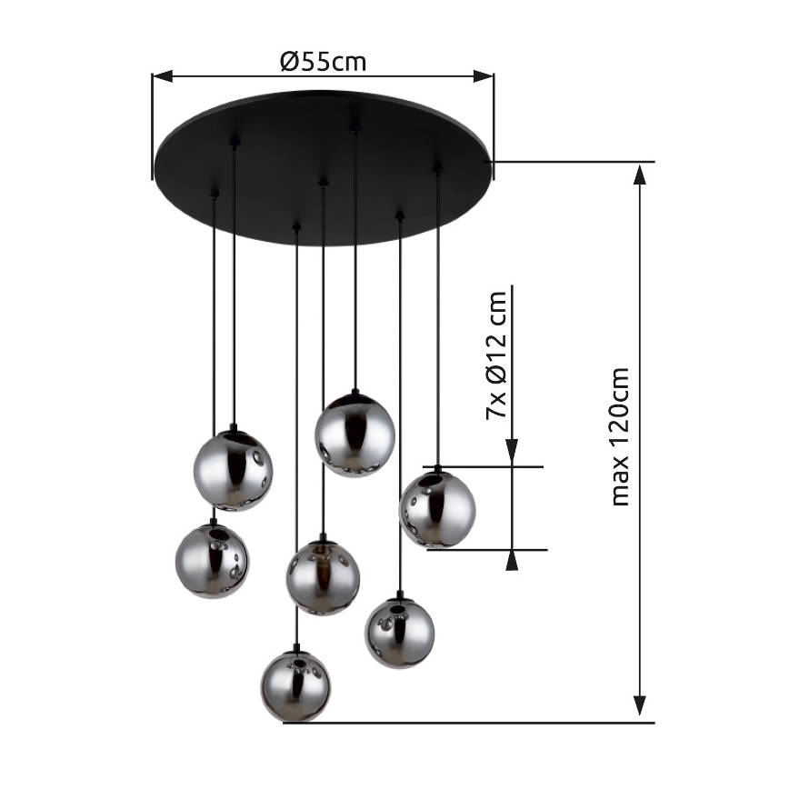 Globo - LED Csillár zsinóron 7xG9/3,5W/230V füstös/fekete
