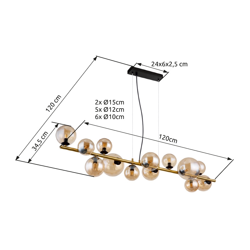 Globo - LED csillár kábeles felfüggesztéssel 13xG9/3,5W/230V sárgaréz