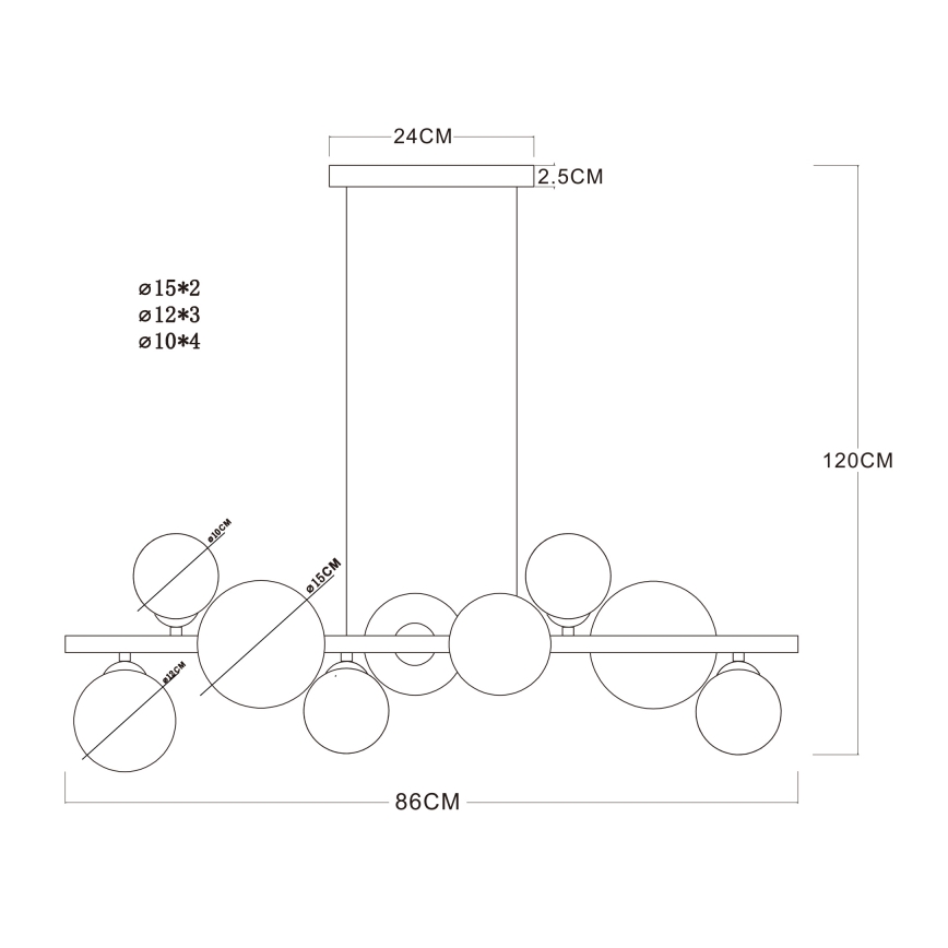 Globo - LED Csillár zsinóron 9xG9/3W/230V sárgaréz