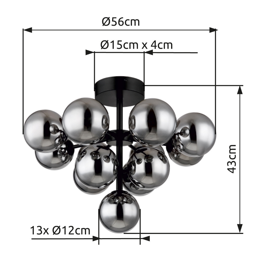 Globo - Felületre szerelhető csillár 13xG9/5W/230V átm. 56 cm fekete