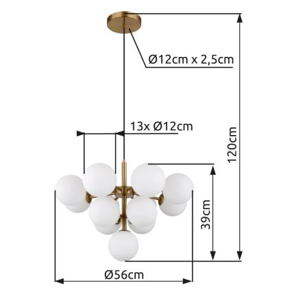 Globo - Csillár zsinóron 13xG9/5W/230V átm. 56 cm arany