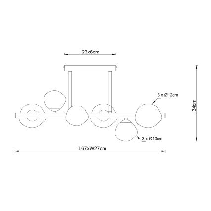 Globo - Rúdon függő csillár VELORA 6xG9/5W/230V