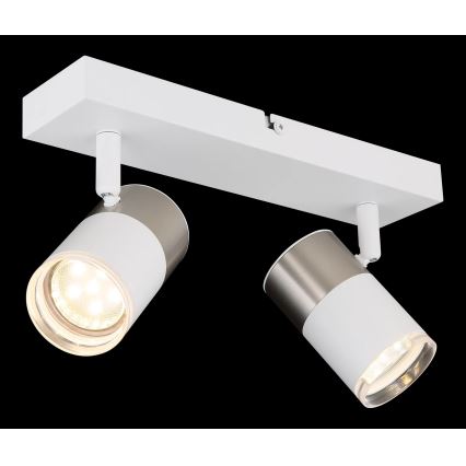 Globo - Spotlámpa 2xGU10/25W/230V fehér/matt króm