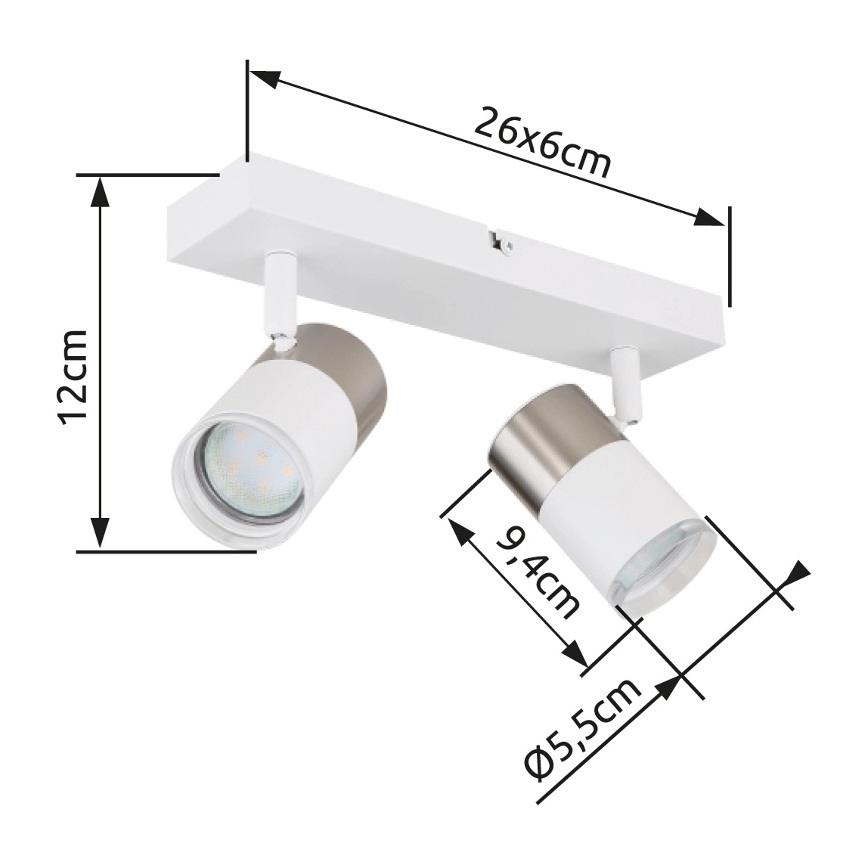 Globo - Spotlámpa 2xGU10/25W/230V fehér/matt króm