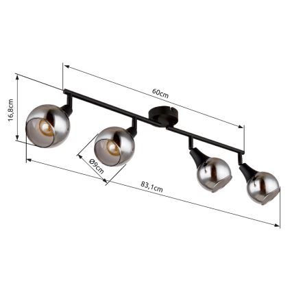 Globo - Spotlámpa 4xE14/40W/230V fekete