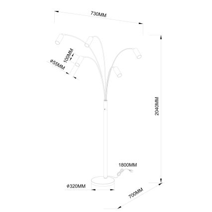 Globo - Állólámpa 5xGU10/35W/230V