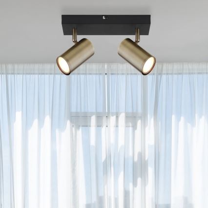 Globo - Spotlámpa 2xGU10/35W/230V fekete/sárgaréz