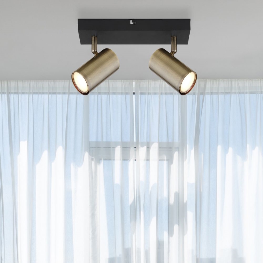 Globo - Spotlámpa 2xGU10/35W/230V fekete/sárgaréz