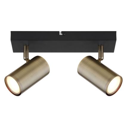 Globo - Spotlámpa 2xGU10/35W/230V fekete/sárgaréz