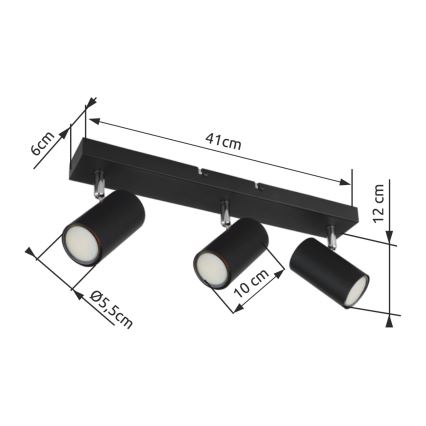 Globo - Spotlámpa 3xGU10/35W/230V fekete