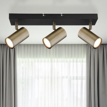 Globo - Spotlámpa 3xGU10/35W/230V fekete/sárgaréz