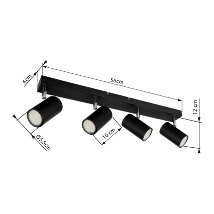 Globo - Spotlámpa 4xGU10/35W/230V fekete
