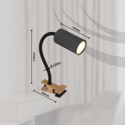 Globo - Rugalmas lámpa klipszel 1xGU10/25W/230V szürke/barna