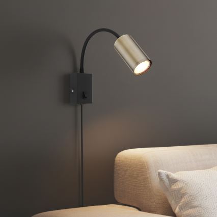 Globo - Rugalmas fali lámpa 1xGU10/25W/230V fekete/sárgaréz