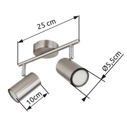 Globo - Spotlámpa 2xGU10/25W/230V matt króm