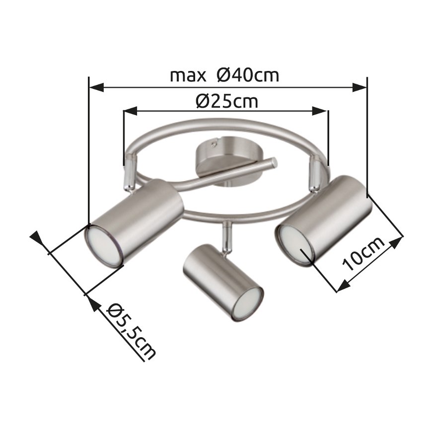 Globo - Spotlámpa 3xGU10/25W/230V matt króm