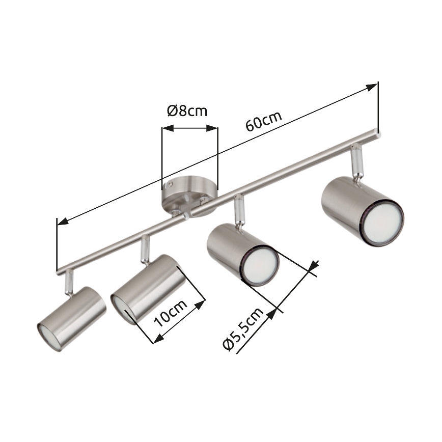 Globo - Spotlámpa 4xGU10/25W/230V matt króm
