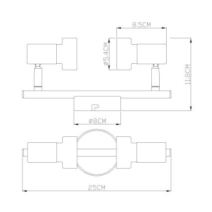 Globo - Spotlámpa  2xGU10/25W/230V fekete/arany