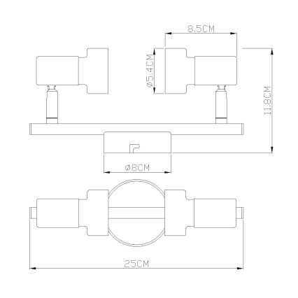 Globo - Spotlámpa  2xGU10/25W/230V fekete/ezüst