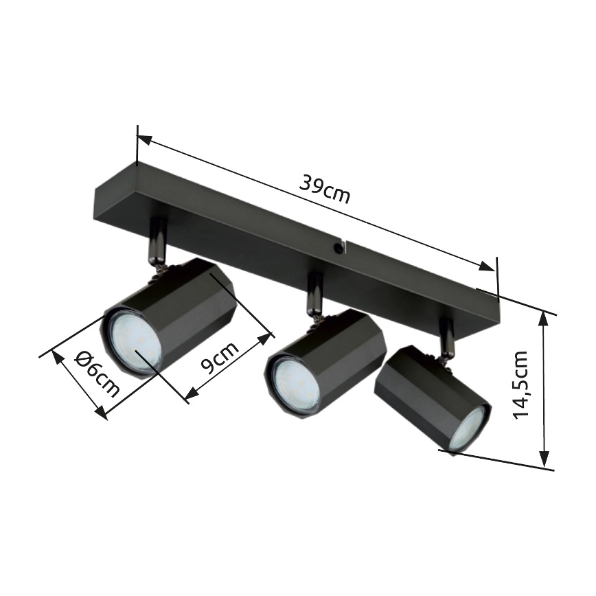 Globo - Spotlámpa 3xGU10/25W/230V fekete