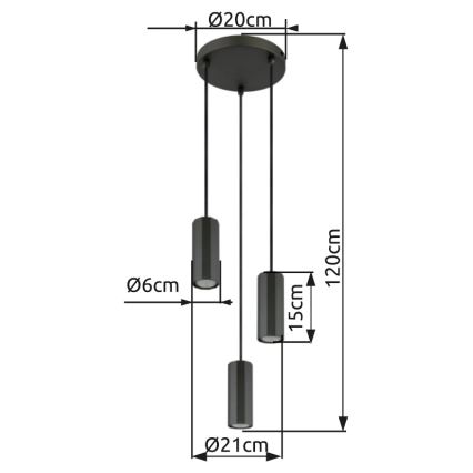 Globo - Csillár zsinóron 3xGU10/25W/230V fekete