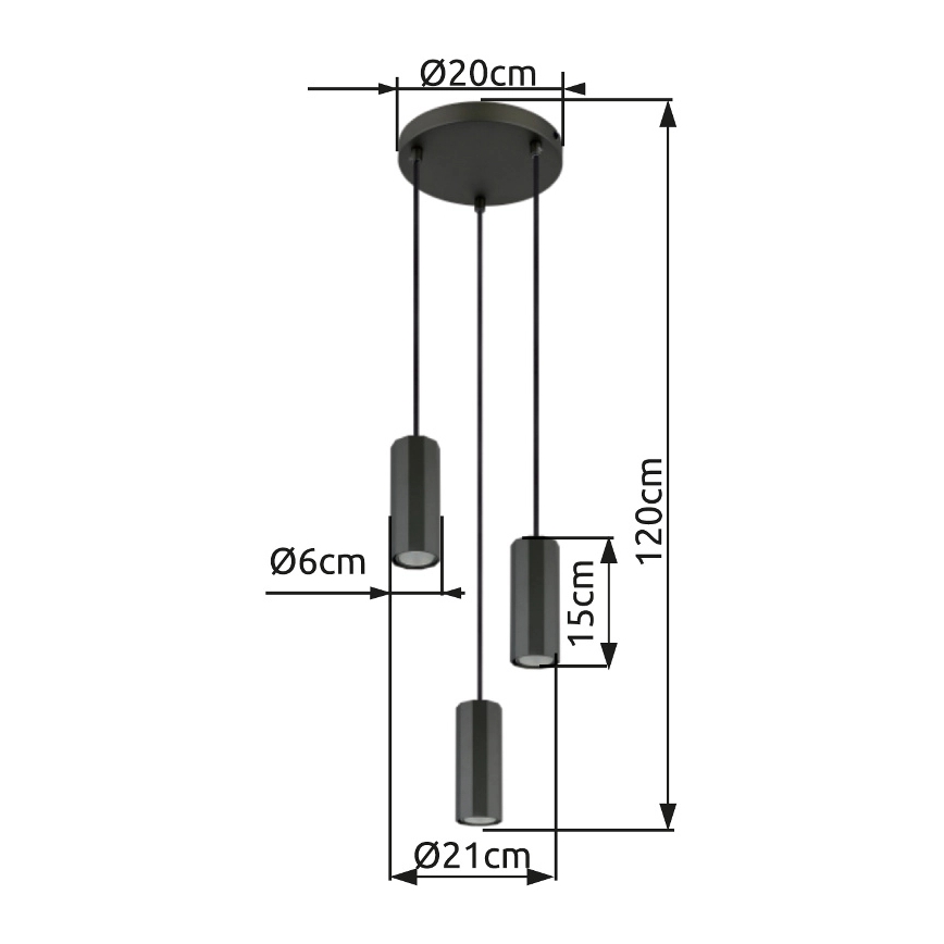 Globo - Csillár zsinóron 3xGU10/25W/230V fekete