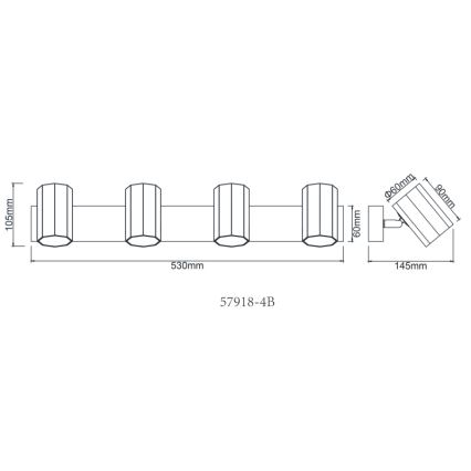 Globo - Spotlámpa 4xGU10/25W/230V fekete