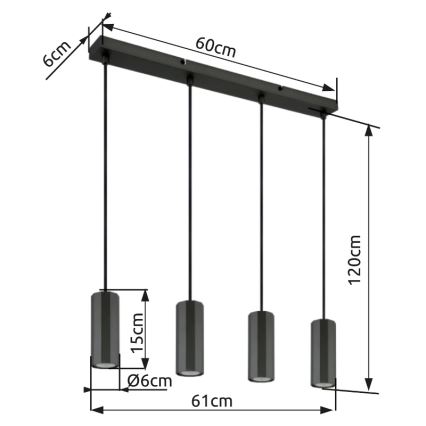 Globo - Csillár zsinóron 4xGU10/25W/230V fekete