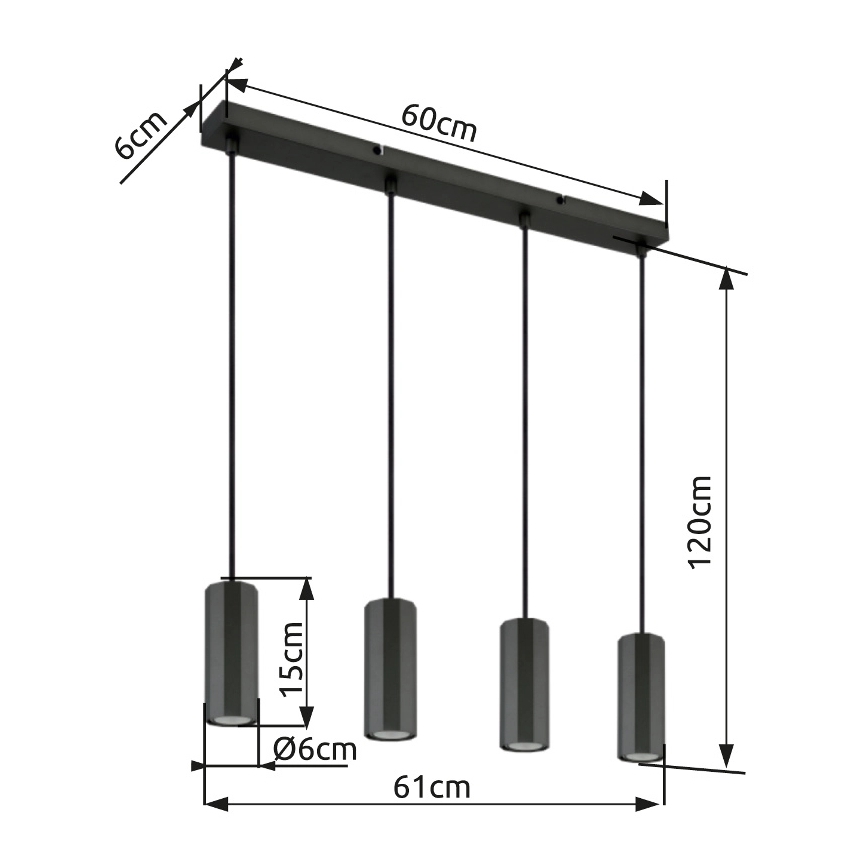 Globo - Csillár zsinóron 4xGU10/25W/230V fekete