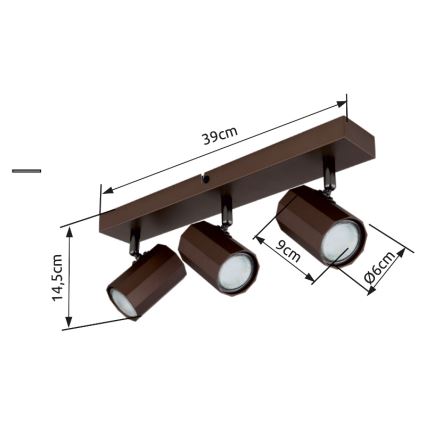 Globo - Spotlámpa 3xGU10/25W/230V barna