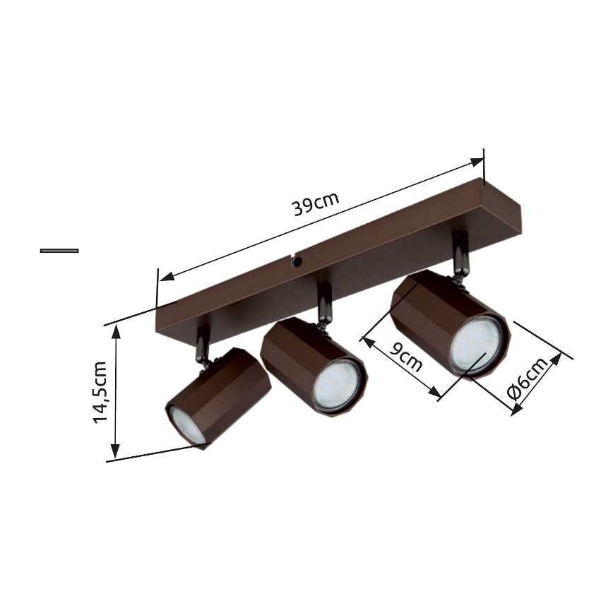 Globo - Spotlámpa 3xGU10/25W/230V barna
