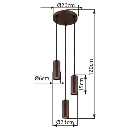 Globo - Csillár zsinóron 3xGU10/25W/230V barna